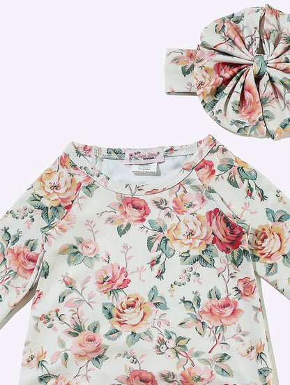 Clothing for Baby Girl - Scattered Rose Baby Gown