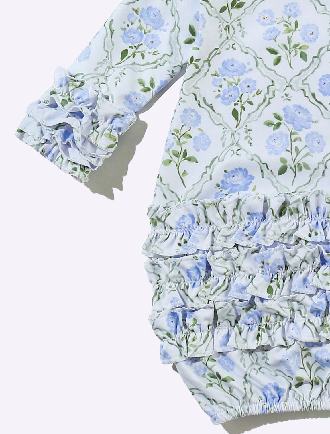 Clothing for Baby Girl - Sky Blue Trellis Baby Gown