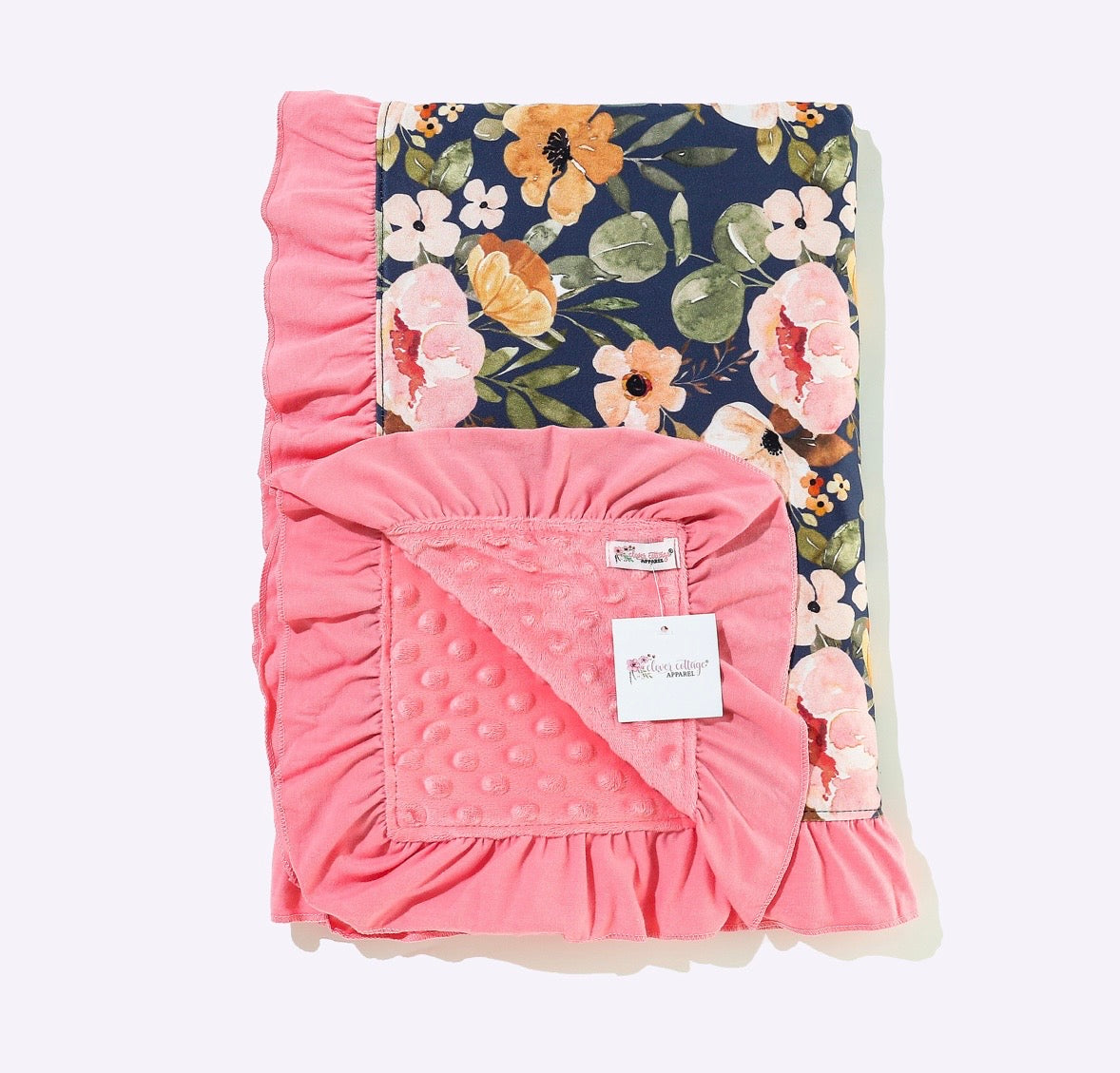 Baby Blanket - Navy Wispy Floral Blanket