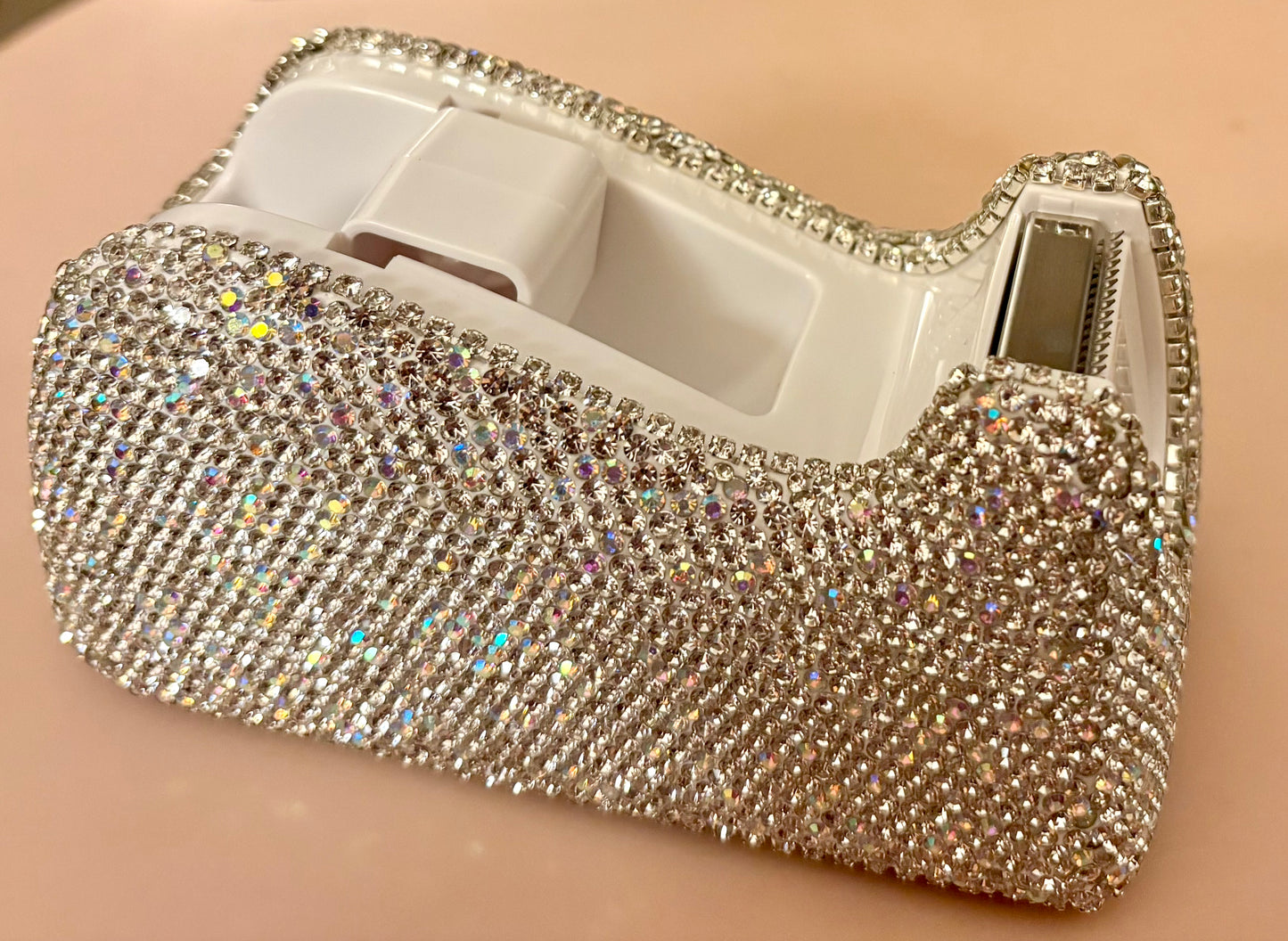 Bling Bling Handmade Silver AB Rhinestone Tape Dispenser