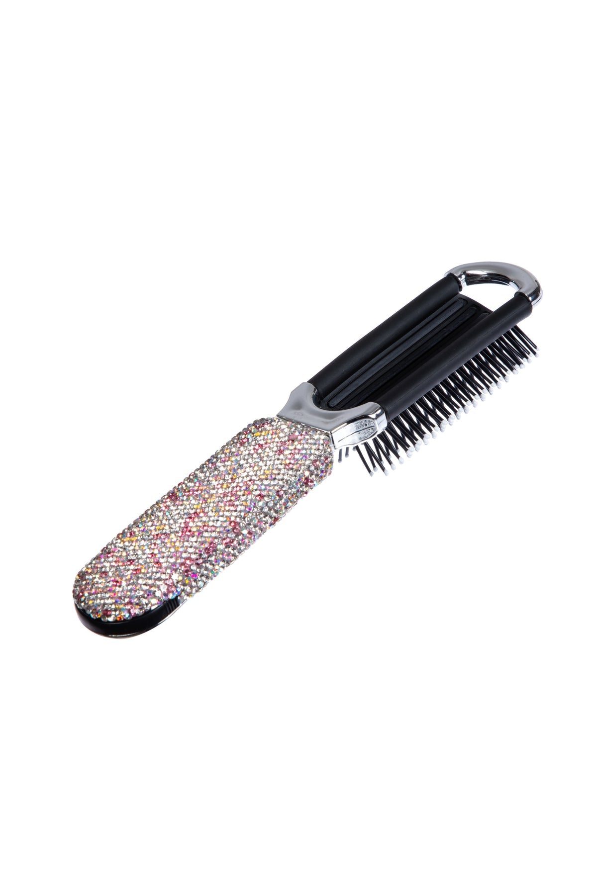 Bling Bling Handmade Pink Rhinestone Foldable Travel Hair Brush and Mirror