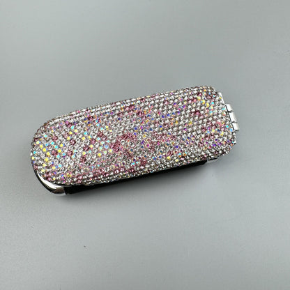 Bling Bling Handmade Pink Rhinestone Foldable Travel Hair Brush and Mirror