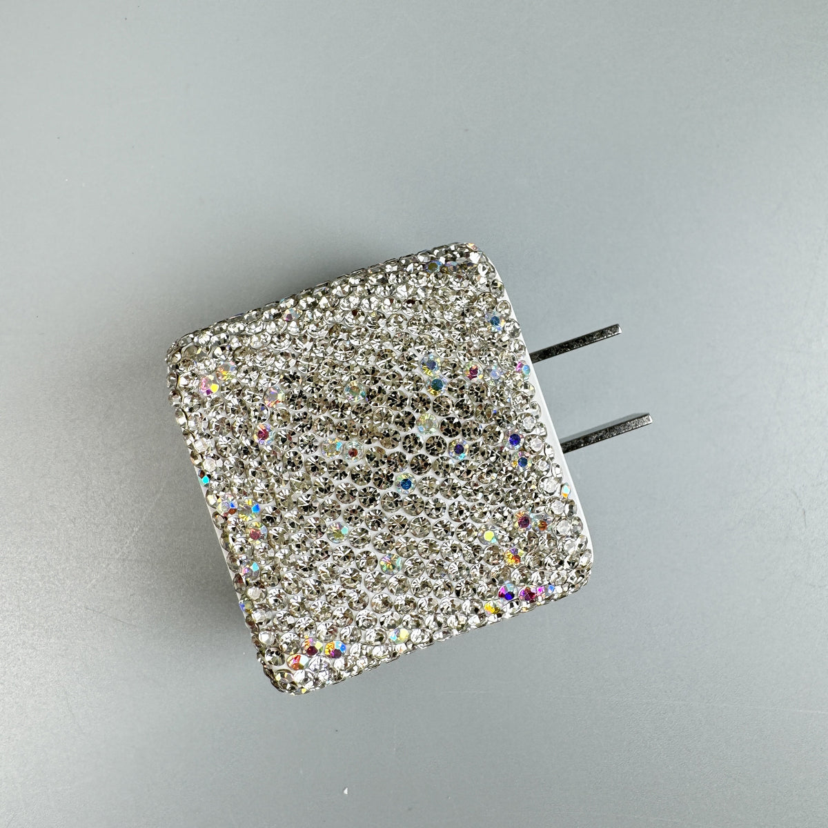 Bling Bling Handmade Silver AB Rhinestone USB & Type C Dual Wall Charger