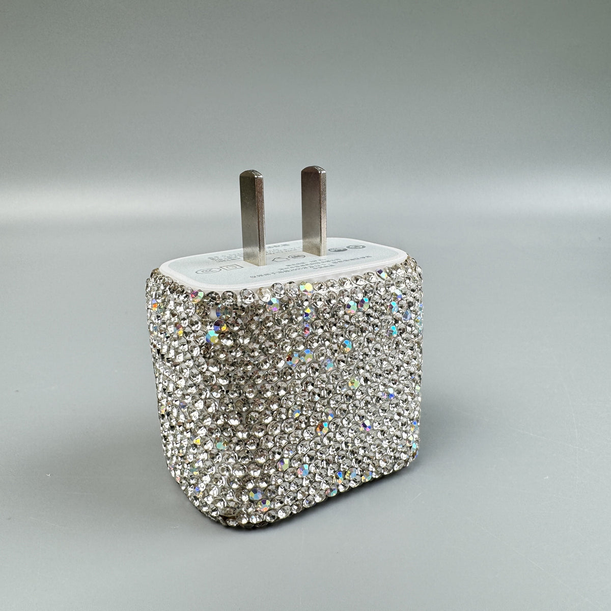 Bling Bling Handmade Silver AB Rhinestone USB & Type C Dual Wall Charger