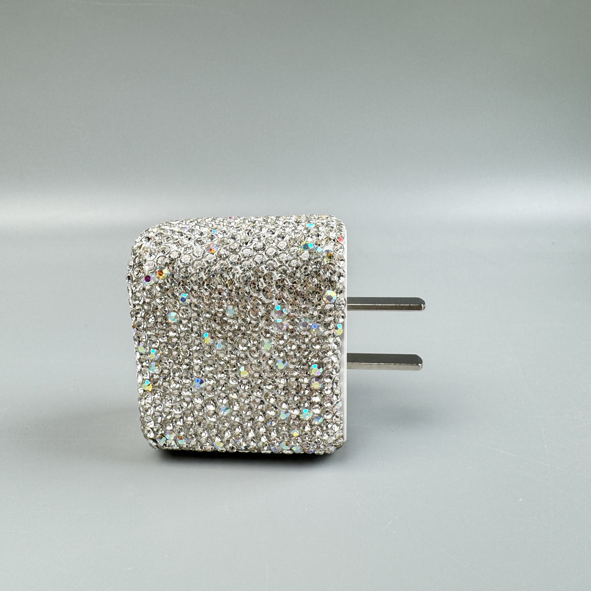 Bling Bling Handmade Silver AB Rhinestone USB & Type C Dual Wall Charger