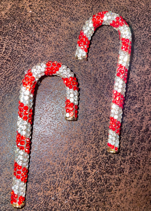 Rhinestone Candy Cane Earrings