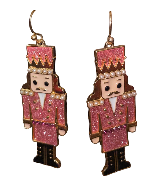 Pink Sparkle Nutcracker Earrings