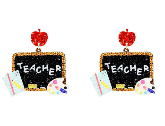 Teacher Blackboard Sparkle Earrings