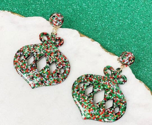 Acrylic Glitter Ornament Dangle Earrings