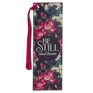 Be Still Vintage Floral Faux Leather Bookmark - Psalm 46:10