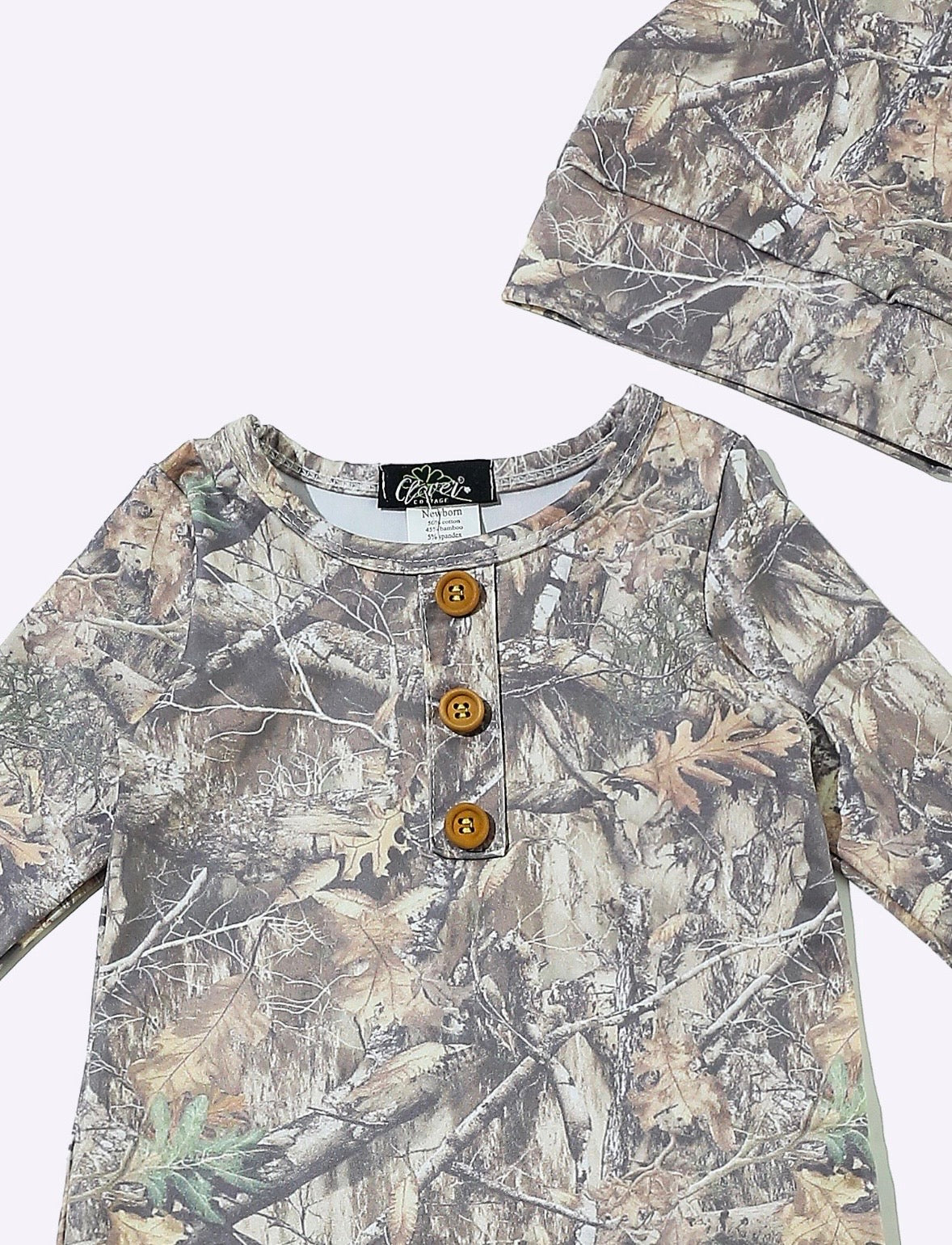 Clothing for Baby Boy - Washed Woody Camo Knotted Gown