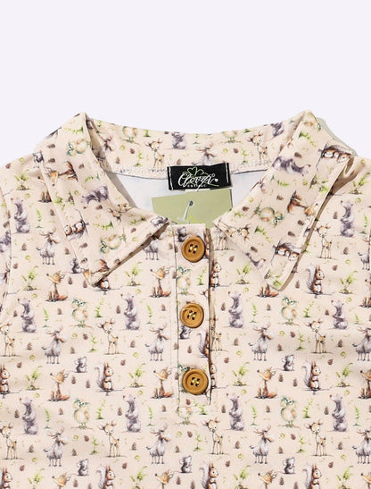 Clothing for Toddler Boy - Forest Critters Boy Collar Shirt