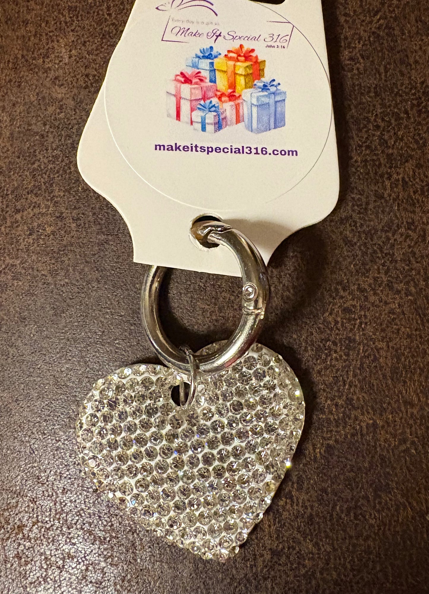 Bling Bling!! Heart Shaped Rhinestone Pet ID Tag engravable on back
