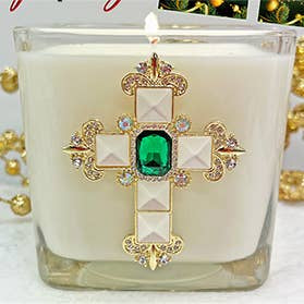 Hyssop - 12oz Jeweled Cross Candle
