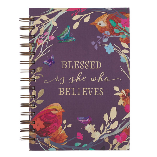 Blessed Is She Large Wirebound Journal in Eggplant