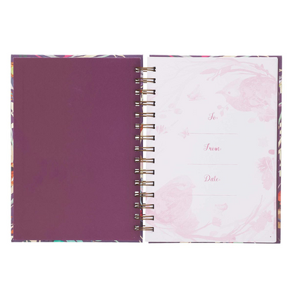 Blessed Is She Large Wirebound Journal in Eggplant