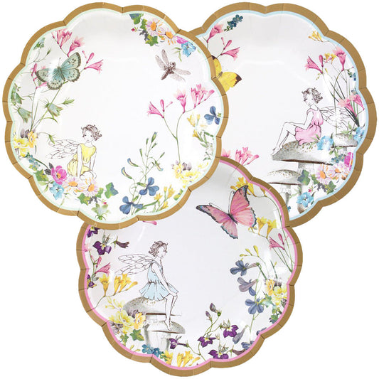 Talking Tables Truly Fairy Paper Plate with Scalloped Edge/ Fairy Design for a Tea Party or Birthday, Multicolor