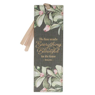 Everything Beautiful Green Faux Leather Bookmark - Ecclesiastes 3:11