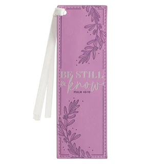 Be Still and Know Lilac Faux Leather Bookmark - Psalm 46:10