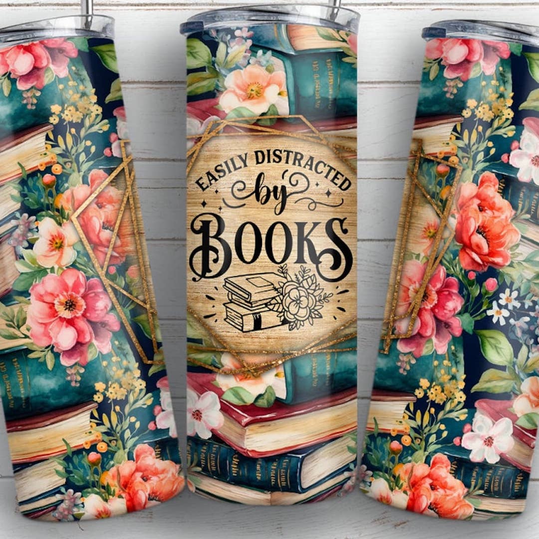 Book Tumbler, Reading Library, 20 oz Skinny Tumbler