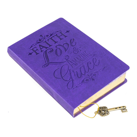 Dangle Journal : Leather Wrapped Purple Faith Love & Grace