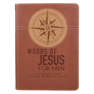 Words of Jesus For Men Saddle Tan Faux Leather Devotional