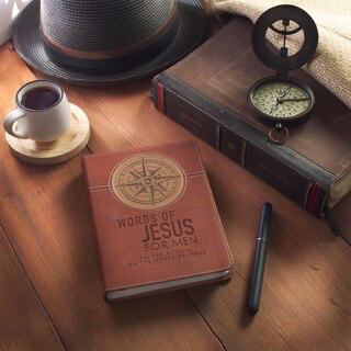 Words of Jesus For Men Saddle Tan Faux Leather Devotional