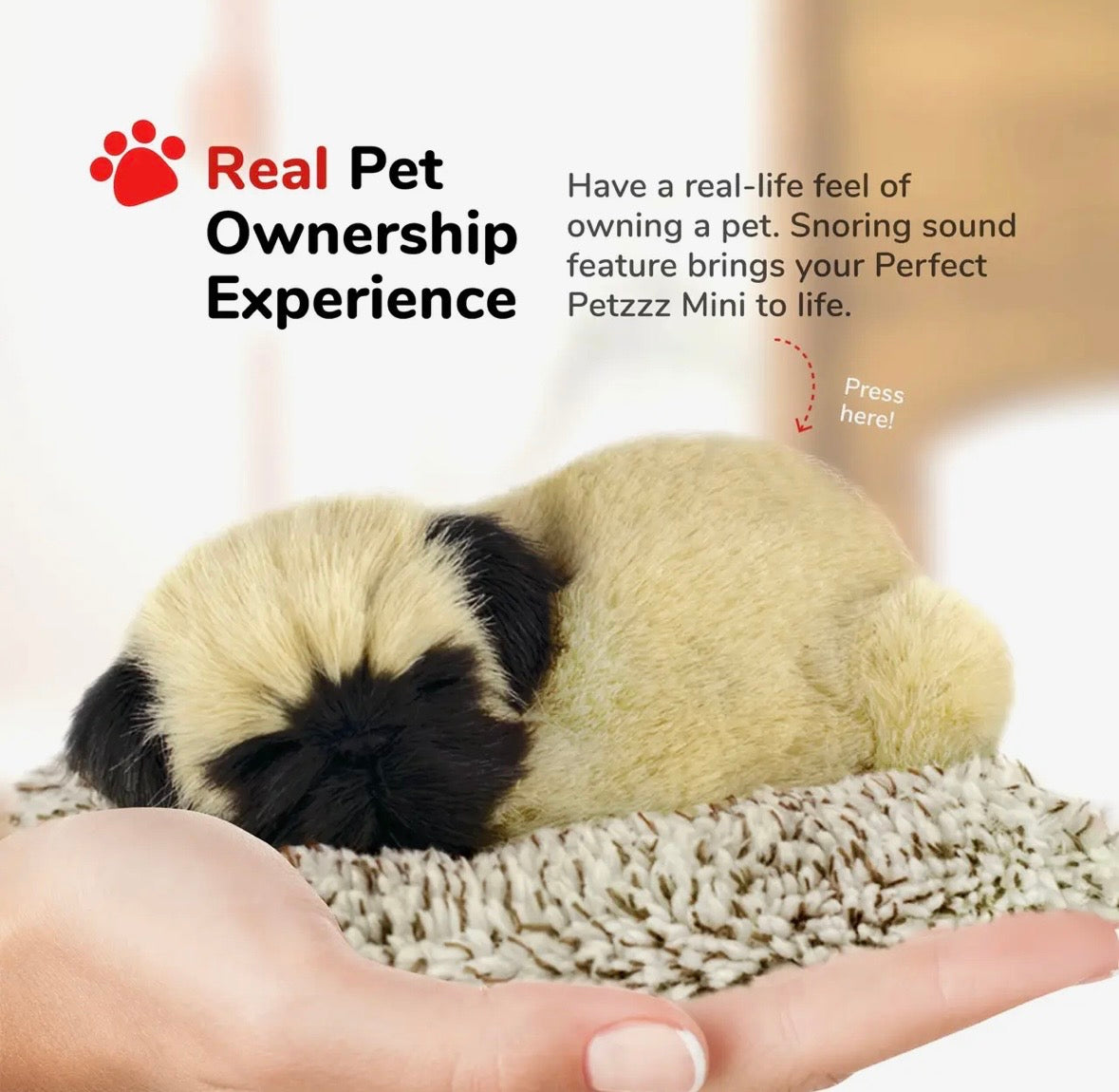 Perfect Petzzz® Mini Snoring Plush Pet – Beagle, Cocker Spaniel, German Shepherd, Pug & Shih Tzu