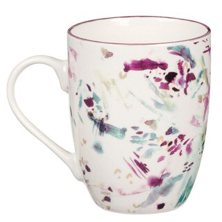 Be Still and Know Abstract Purple Floral Ceramic Coffee Mug - Psalm 46:10