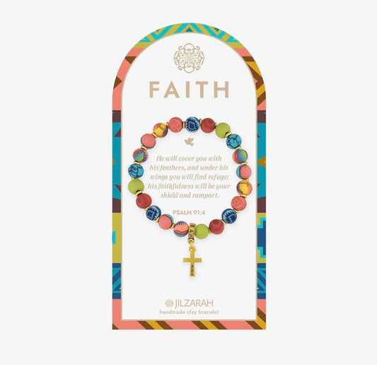Faith Cross Clay Bead Bracelet – Available in 3 Colors