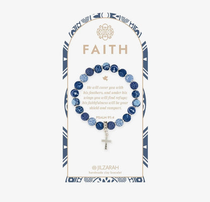 Faith Cross Clay Bead Bracelet – Available in 3 Colors