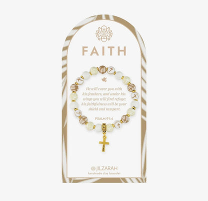 Faith Cross Clay Bead Bracelet – Available in 3 Colors