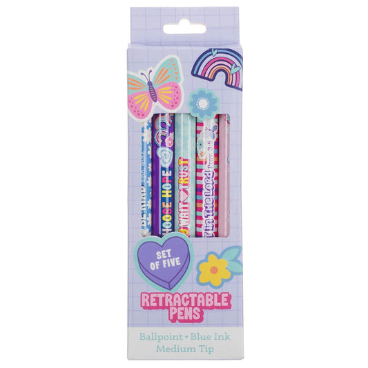 Pen Set 5 Pc Girls Sticker Art