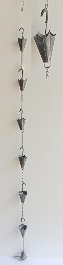 Rain Chain - 76" Long Antique Bronze Umbrella Windchime
