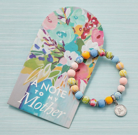 Mother Gift Bracelet - Faith Inspired - Handmade Polymer Clay Beads (People We Love Collection)