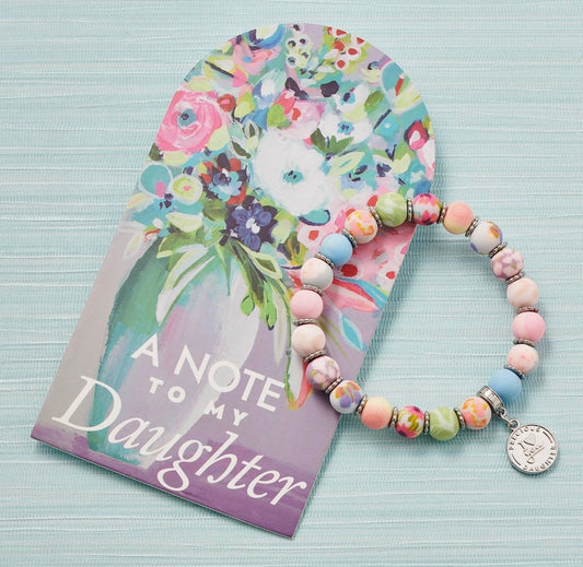 Daughter Gift Bracelet - Faith Inspired - Handmade Polymer Clay Beads (People We Love Collection)