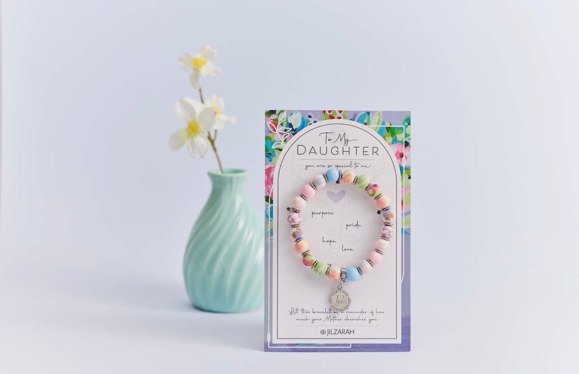 Daughter Gift Bracelet - Faith Inspired - Handmade Polymer Clay Beads (People We Love Collection)