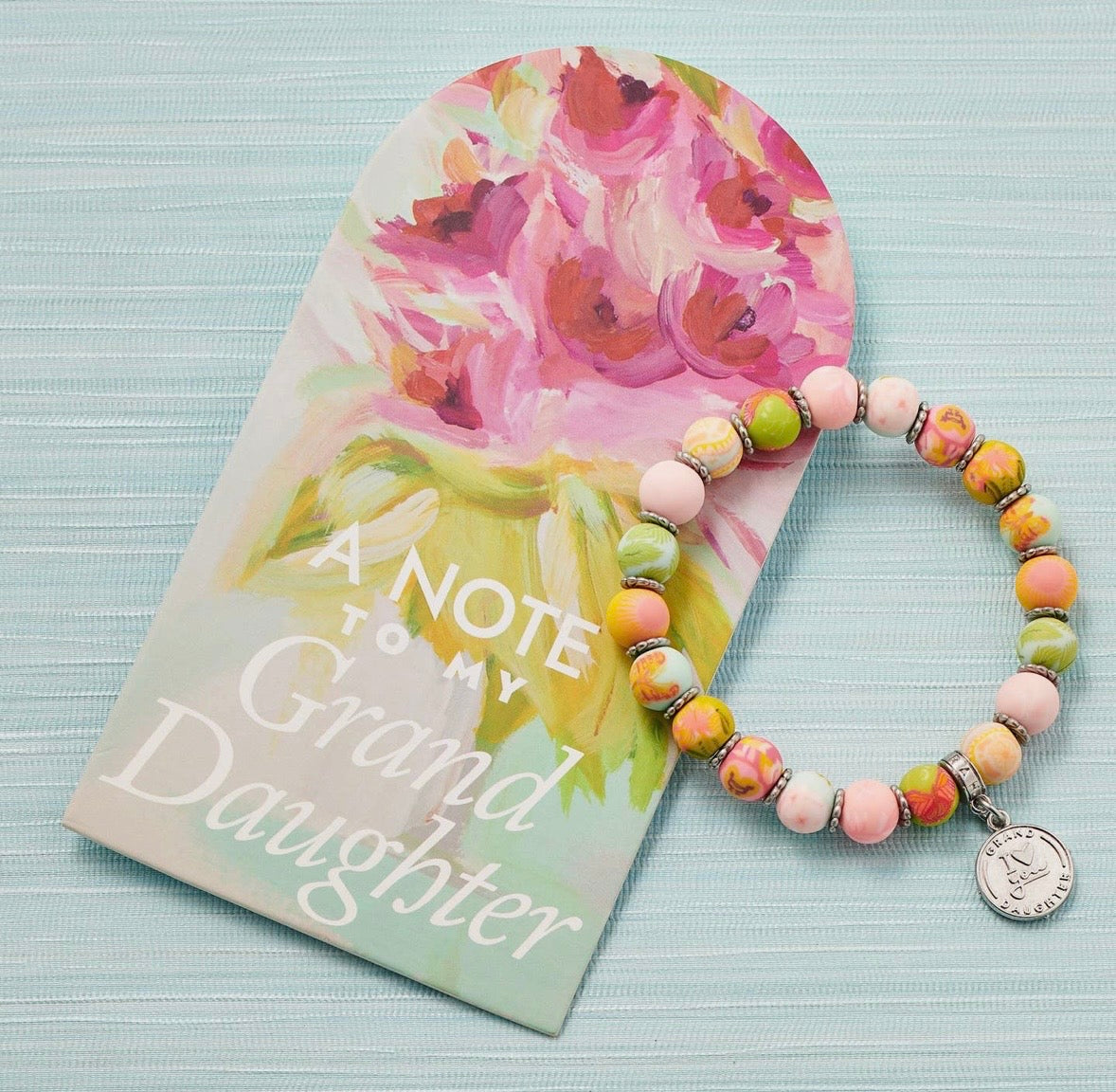 Granddaughter Gift Bracelet - Faith Inspired - Handmade Polymer Clay Beads (People We Love Collection)