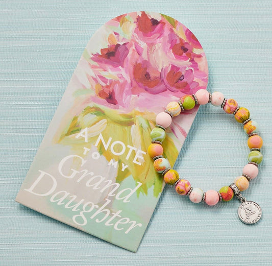 Granddaughter Gift Bracelet - Faith Inspired - Handmade Polymer Clay Beads (People We Love Collection)