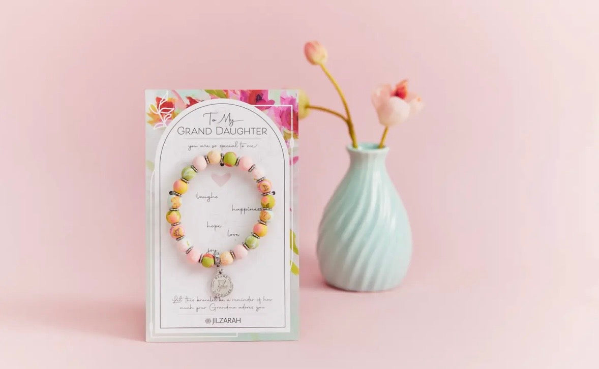 Granddaughter Gift Bracelet - Faith Inspired - Handmade Polymer Clay Beads (People We Love Collection)