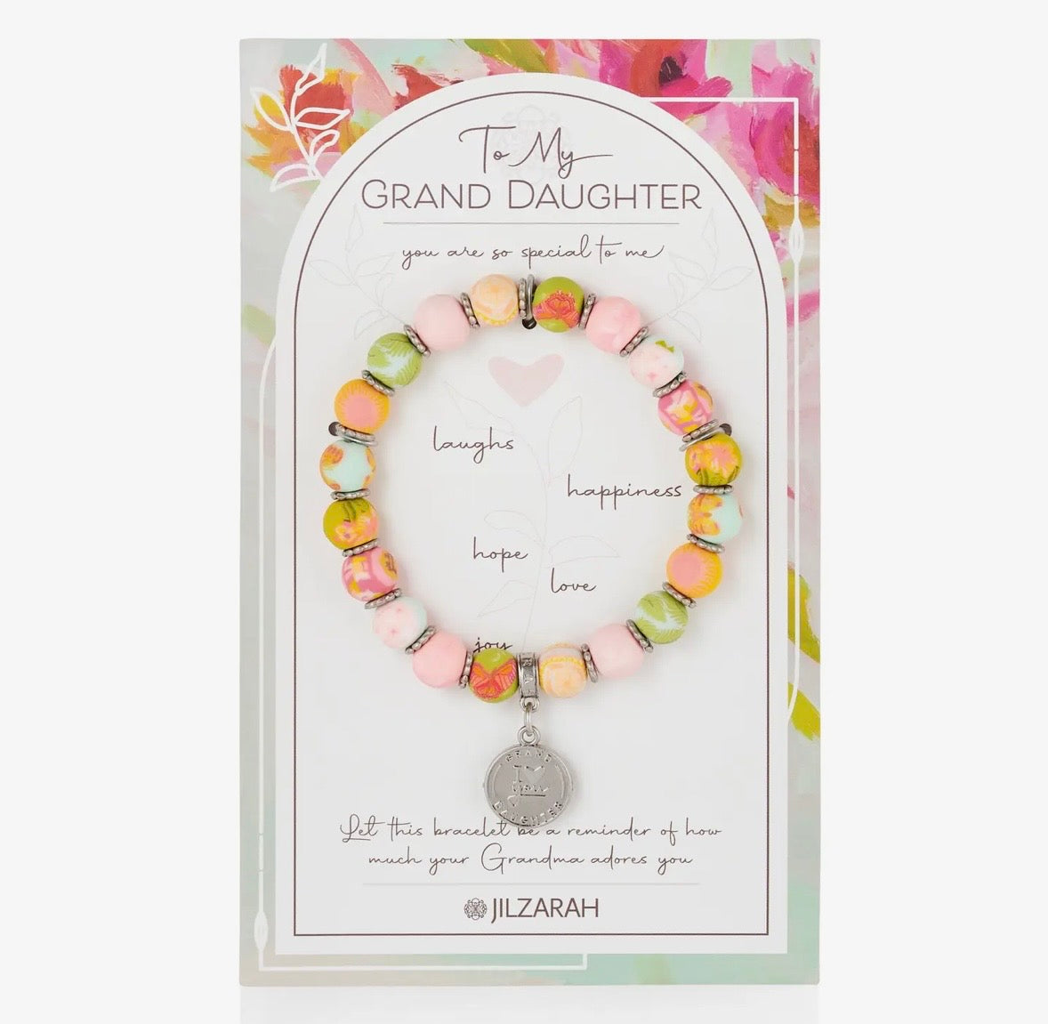 Granddaughter Gift Bracelet - Faith Inspired - Handmade Polymer Clay Beads (People We Love Collection)