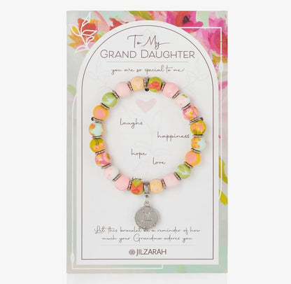 Granddaughter Gift Bracelet - Faith Inspired - Handmade Polymer Clay Beads (People We Love Collection)
