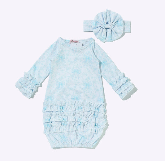 Clothing for Baby Girl - Azul Bow Baby Gown