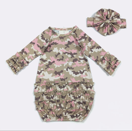 Clothing for Baby Girl - Girly Camo Baby Gown