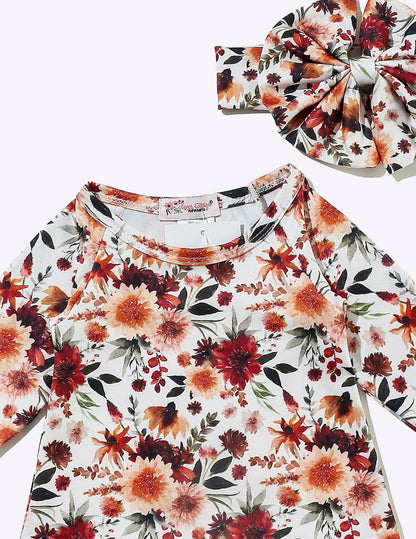 Clothing for Baby Girl - Mahogany Floral Baby Gown