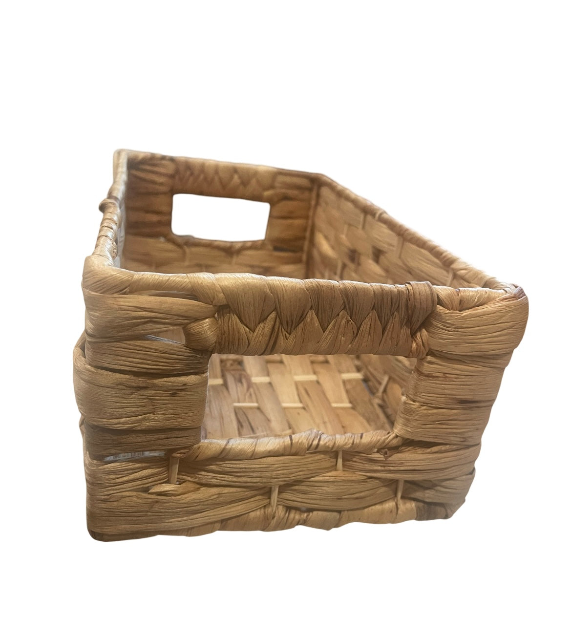 Weaved Basket 10” x 6” x 4” with cut out carry handles