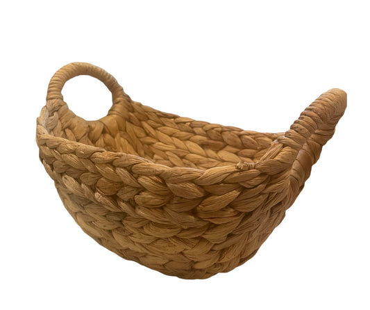 11” x 7” x 4” Seagrass Braided Basket with O-Ring Handles