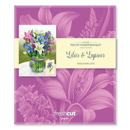 Lilies & Lupine - Large pop up bouquet flower greeting card
