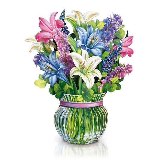 Lilies & Lupine - Large pop up bouquet flower greeting card