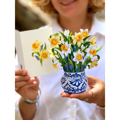 Mini English Daffodils - mini pop up bouquet flower greeting card